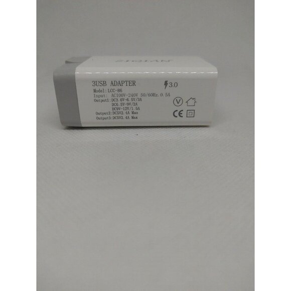 USB Charger Adapter, QC 3.0 Fast Charger, 3-Port Multi Amp 1 White - Picture 4 of 4